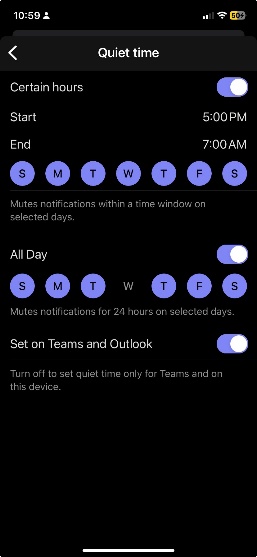 Img Configure Quiet Hours in Microsoft Teams